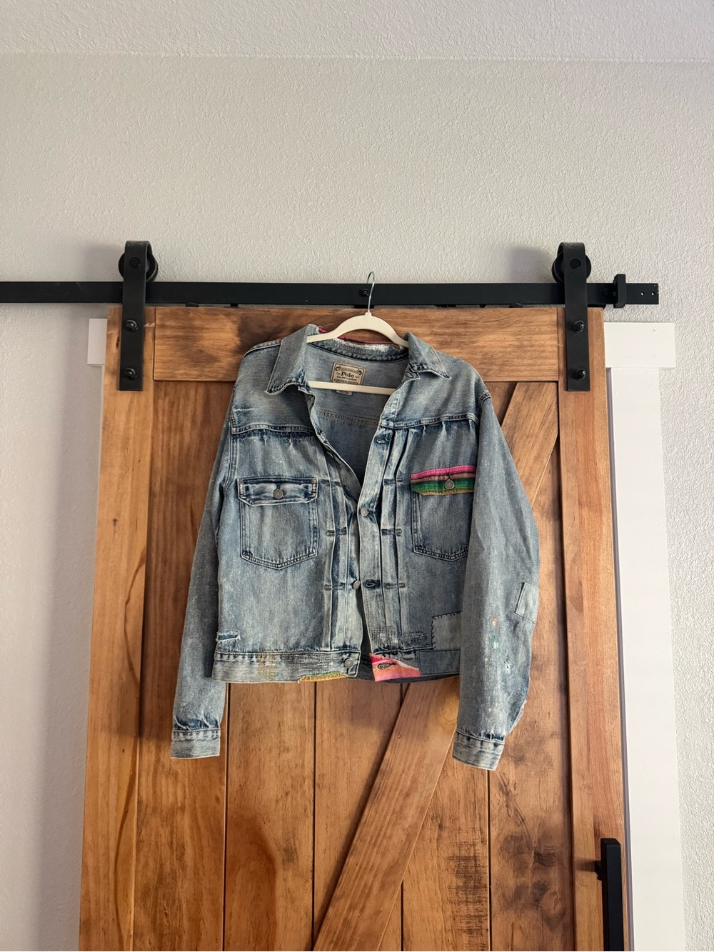 Polo Ralph Lauren Denim Patchwork Jacket with Multicolor Trim - Picture 2 of 4